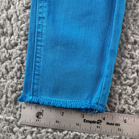 TRACTR MONA Bright Dive Blue High‎ Rise Stretch Cut Off Crop Jeans Sz 0/25 NWT - Picture 8 of 11